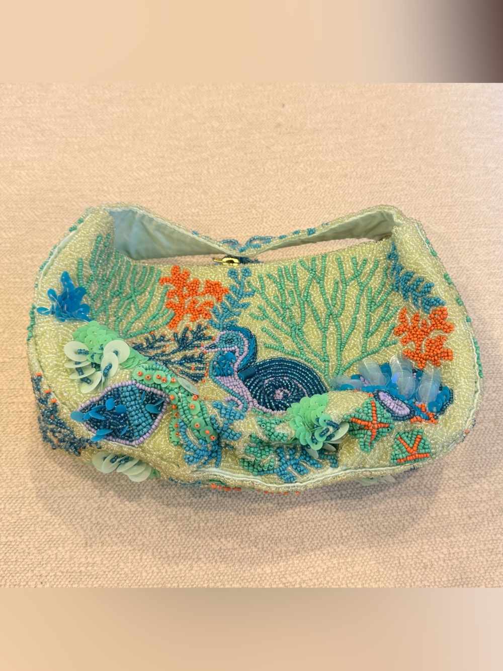 Beaded Ocean-Themed Clutch Bag